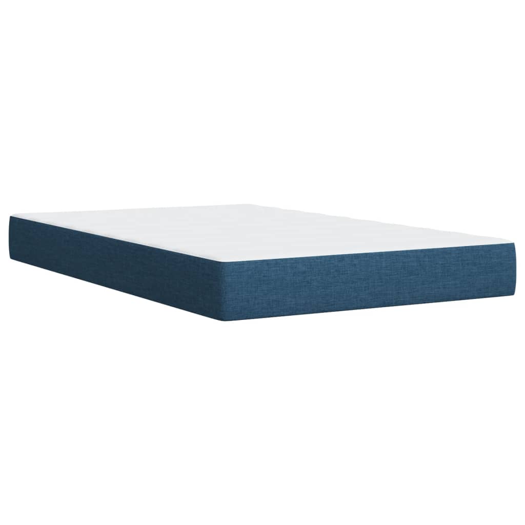 vidaXL Cama box spring con colchón tela azul 90x200 cm