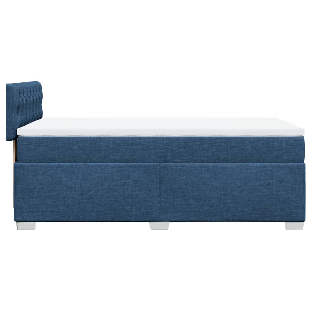 vidaXL Cama box spring con colchón tela azul 90x200 cm