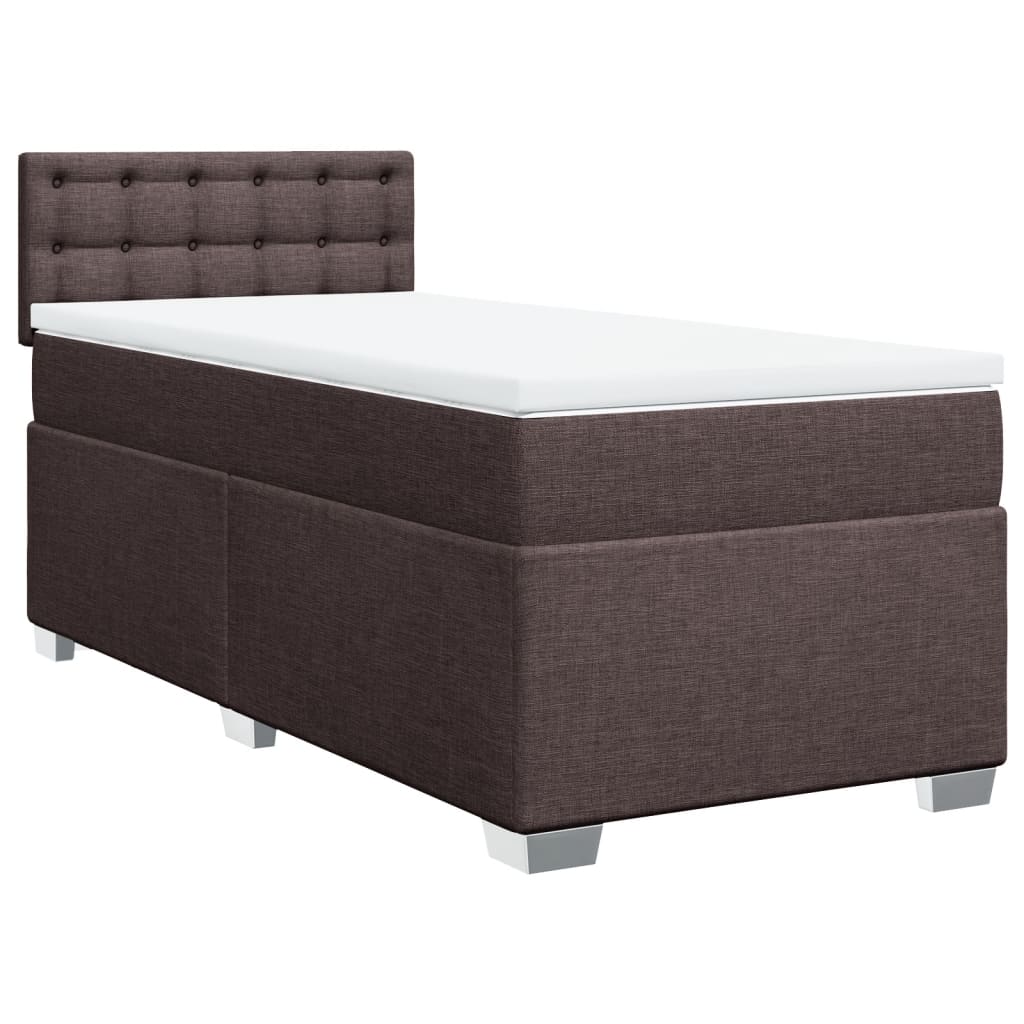 vidaXL Cama box spring con colchón tela marrón oscuro 90x200 cm