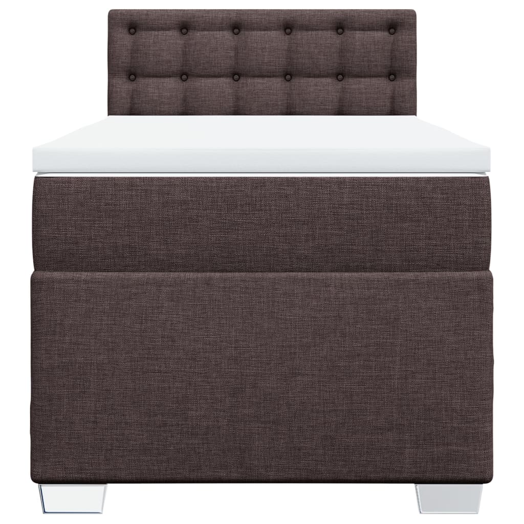 vidaXL Cama box spring con colchón tela marrón oscuro 90x200 cm