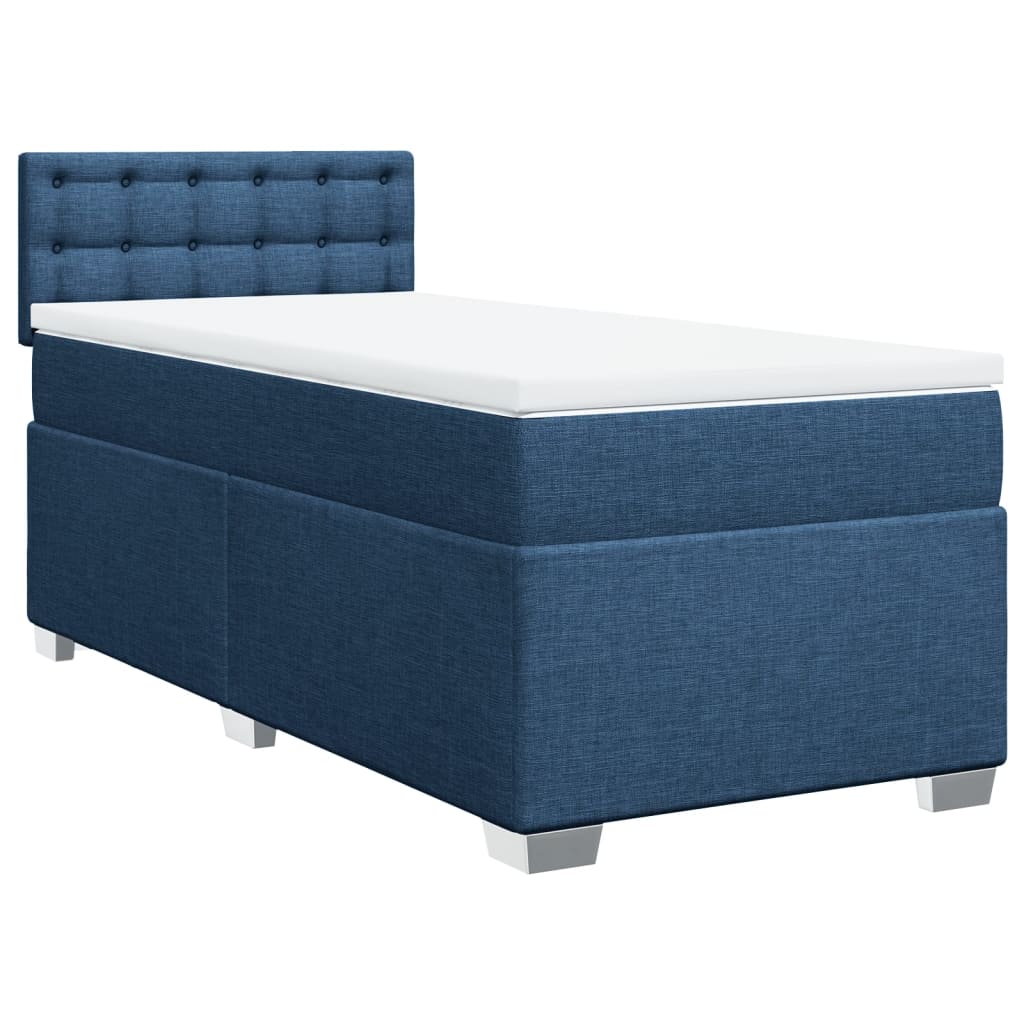 vidaXL Cama box spring con colchón tela azul 90x200 cm