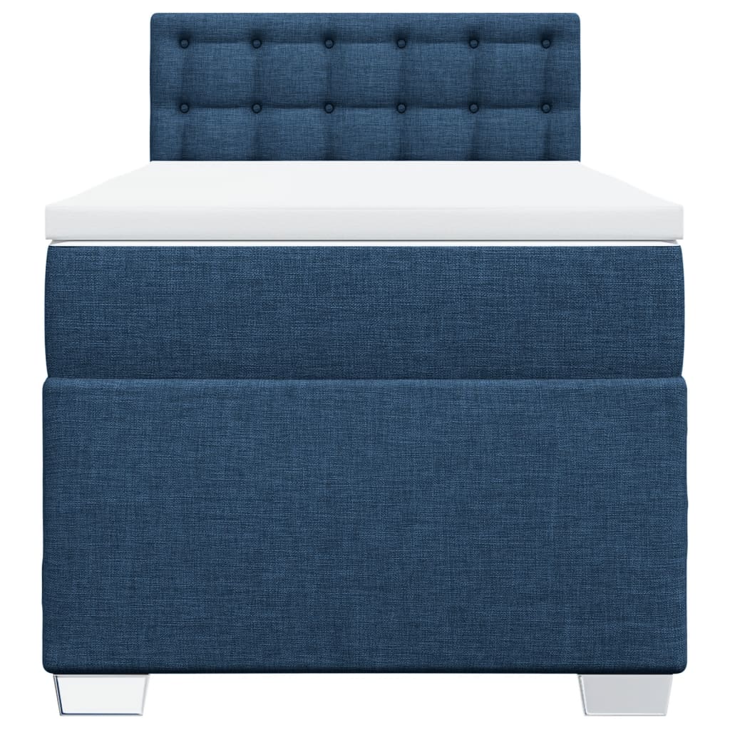 vidaXL Cama box spring con colchón tela azul 90x200 cm