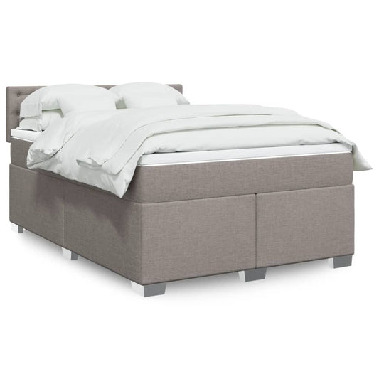 vidaXL Cama box spring con colchón tela gris taupe 140x190 cm