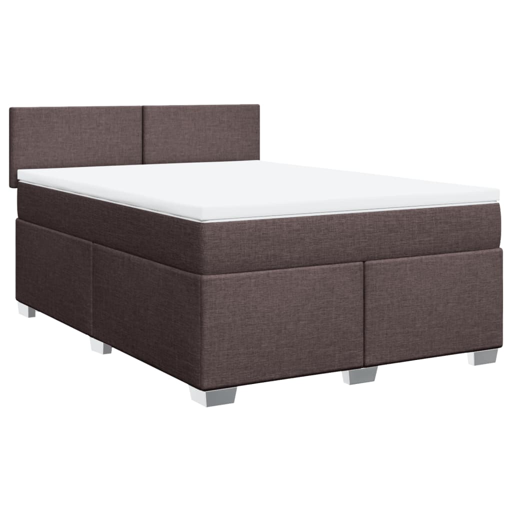 vidaXL Cama box spring con colchón tela marrón oscuro 140x200 cm