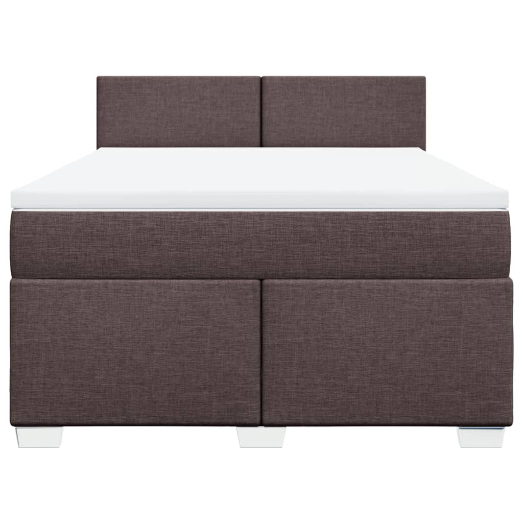 vidaXL Cama box spring con colchón tela marrón oscuro 140x200 cm