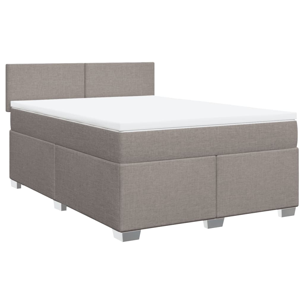 vidaXL Cama box spring con colchón tela gris taupe 140x200 cm