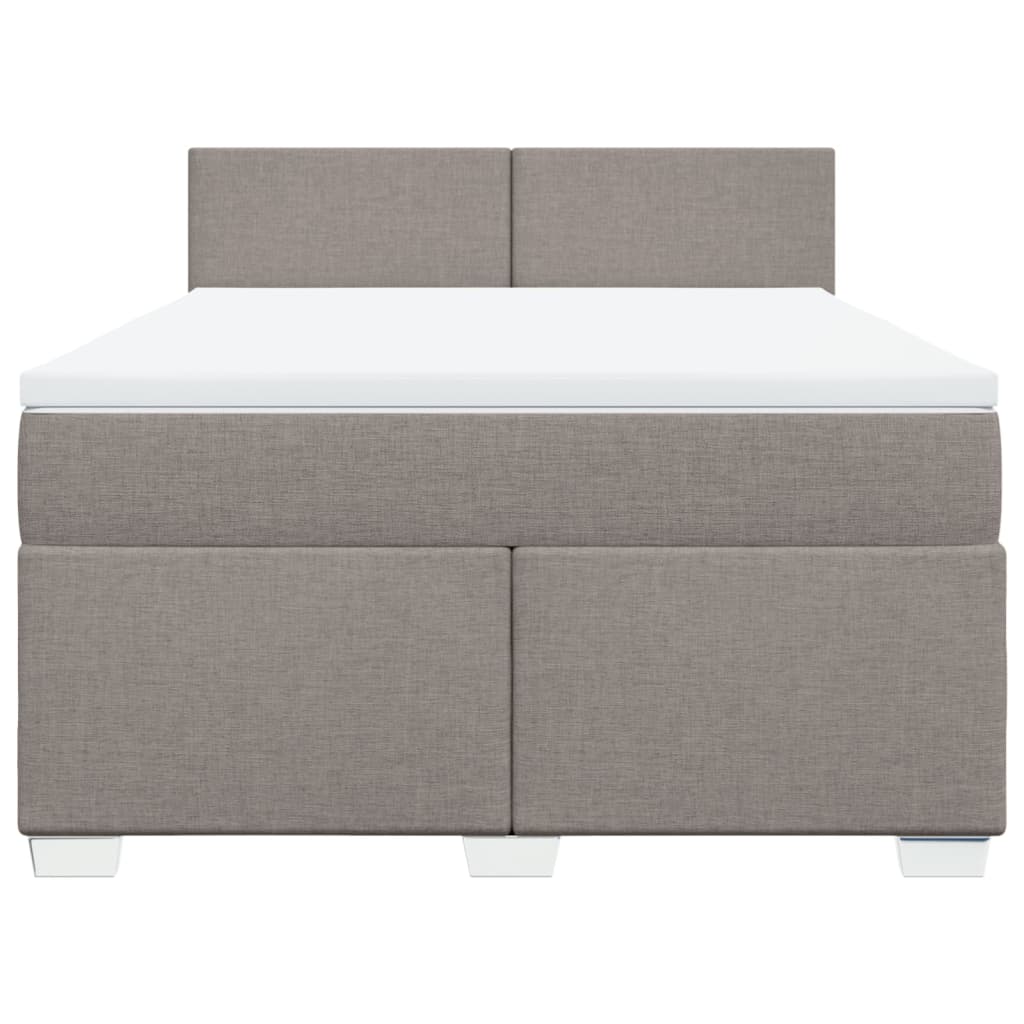 vidaXL Cama box spring con colchón tela gris taupe 140x200 cm