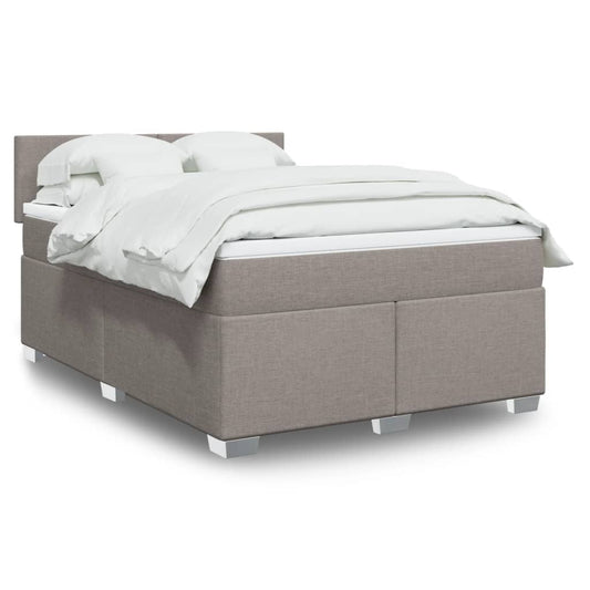 vidaXL Cama box spring con colchón tela gris taupe 140x200 cm