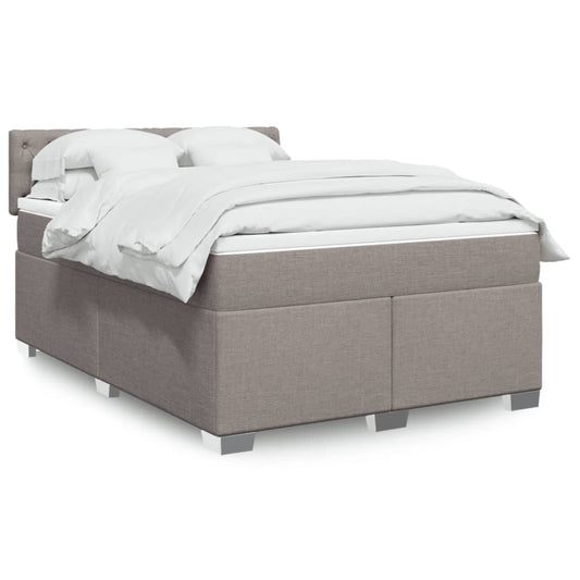 vidaXL Cama box spring con colchón tela gris taupe 140x200 cm