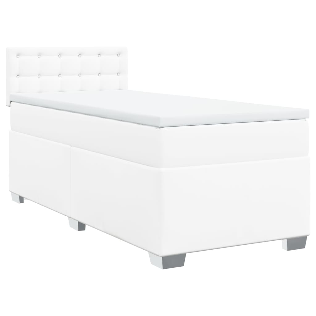 vidaXL Cama box spring con colchón cuero sintético blanco 80x200 cm