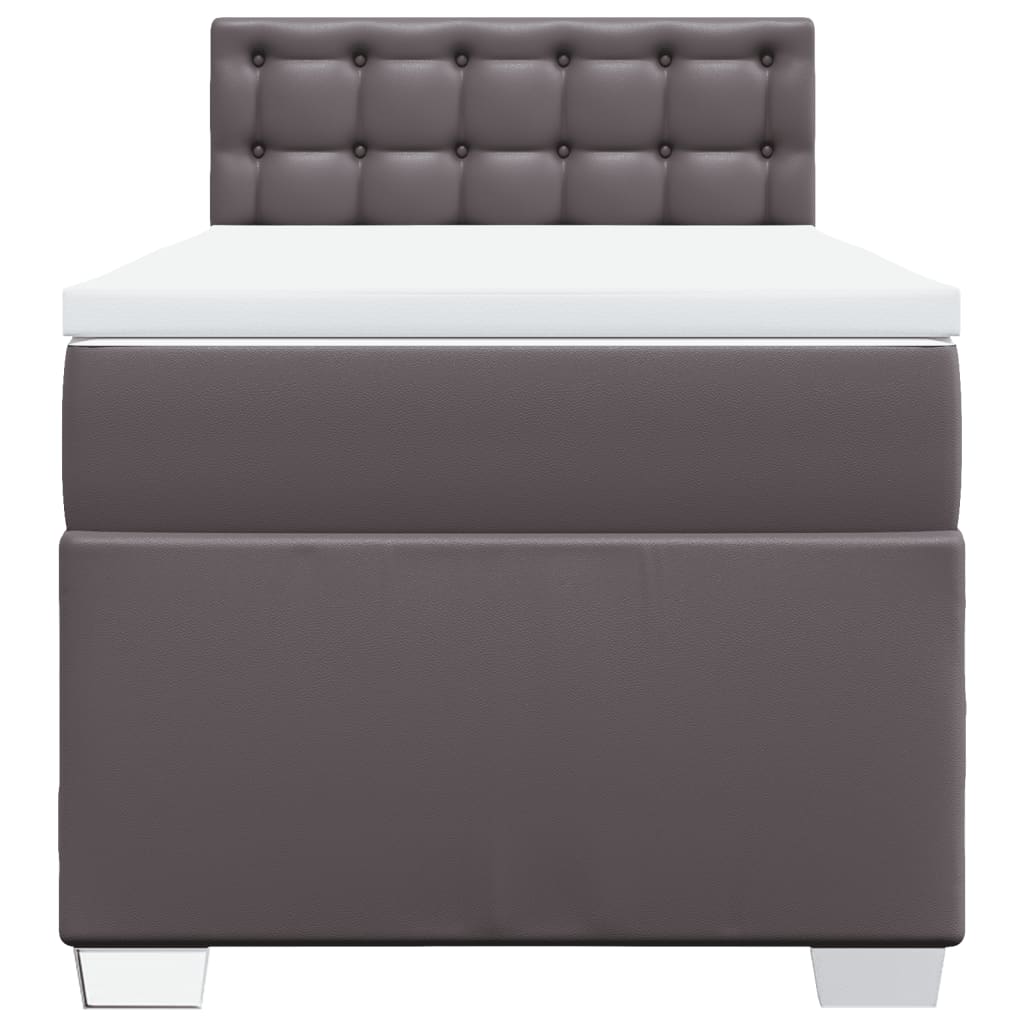 vidaXL Cama box spring con colchón cuero sintético gris 80x200 cm