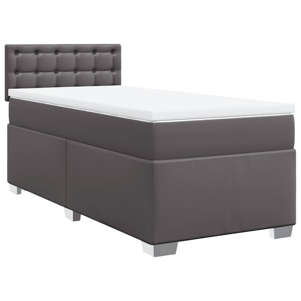 vidaXL Cama box spring con colchón cuero sintético gris 90x200 cm