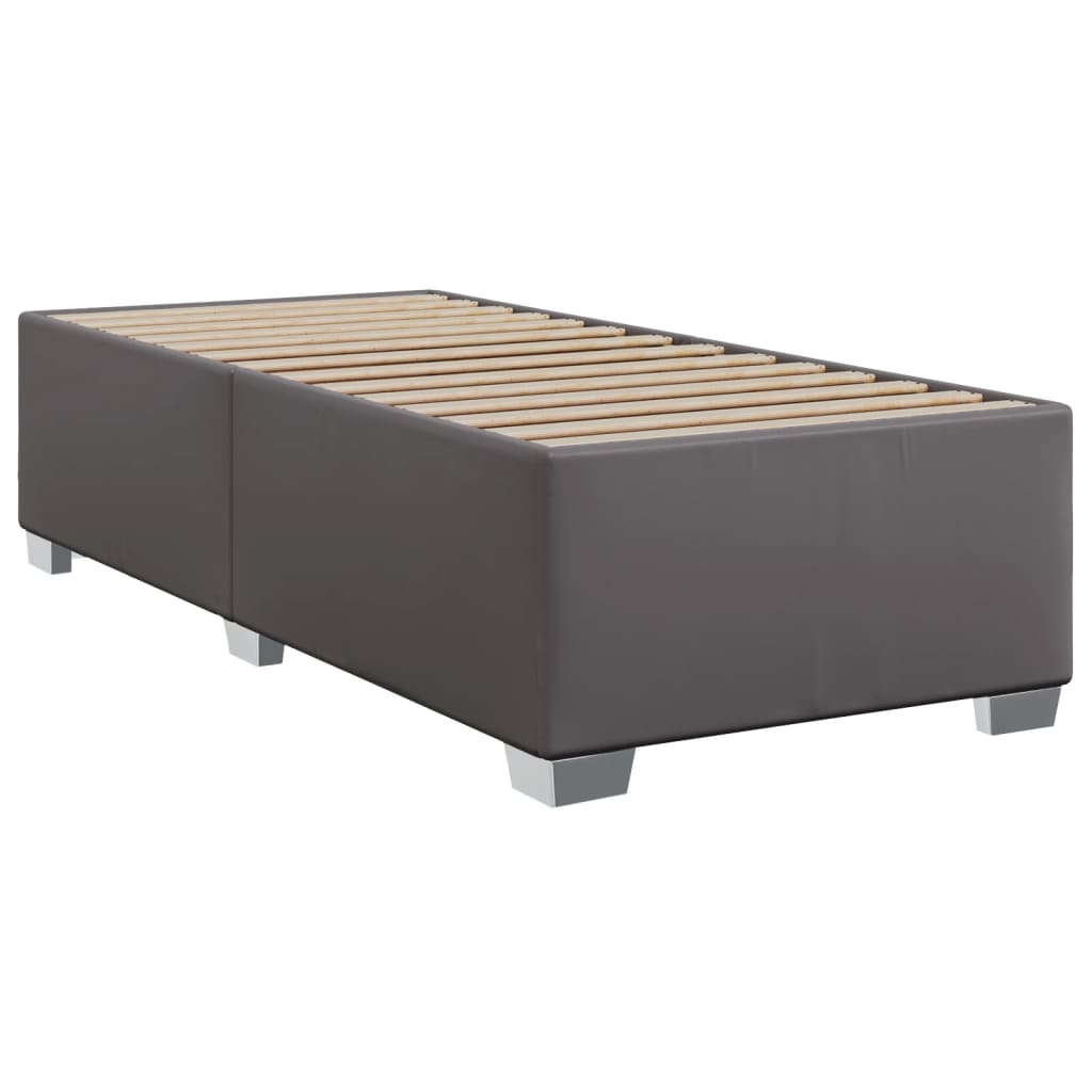 vidaXL Cama box spring con colchón cuero sintético gris 90x200 cm