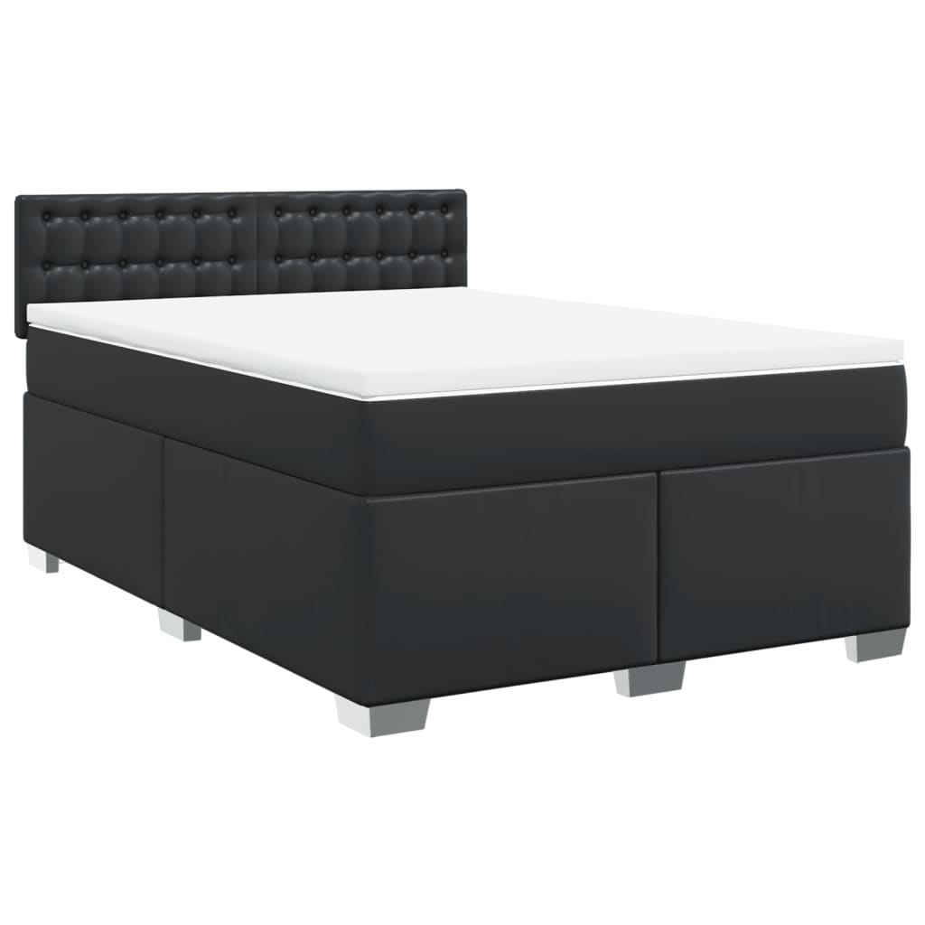 vidaXL Cama box spring con colchón cuero sintético negro 140x190 cm