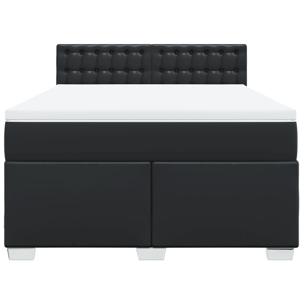 vidaXL Cama box spring con colchón cuero sintético negro 140x190 cm