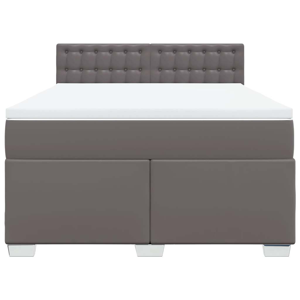 vidaXL Cama box spring con colchón cuero sintético gris 140x190 cm