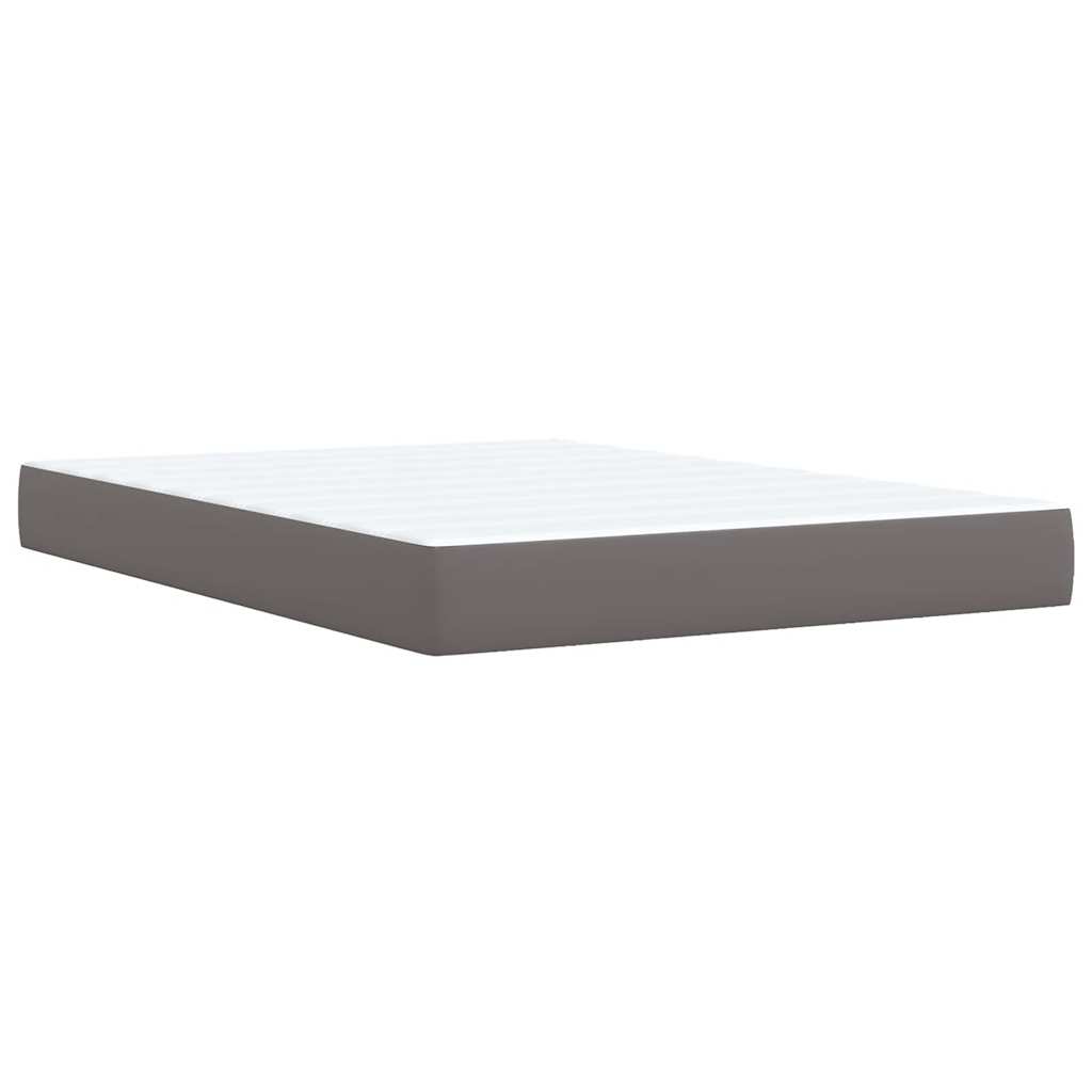 vidaXL Cama box spring con colchón cuero sintético gris 140x190 cm