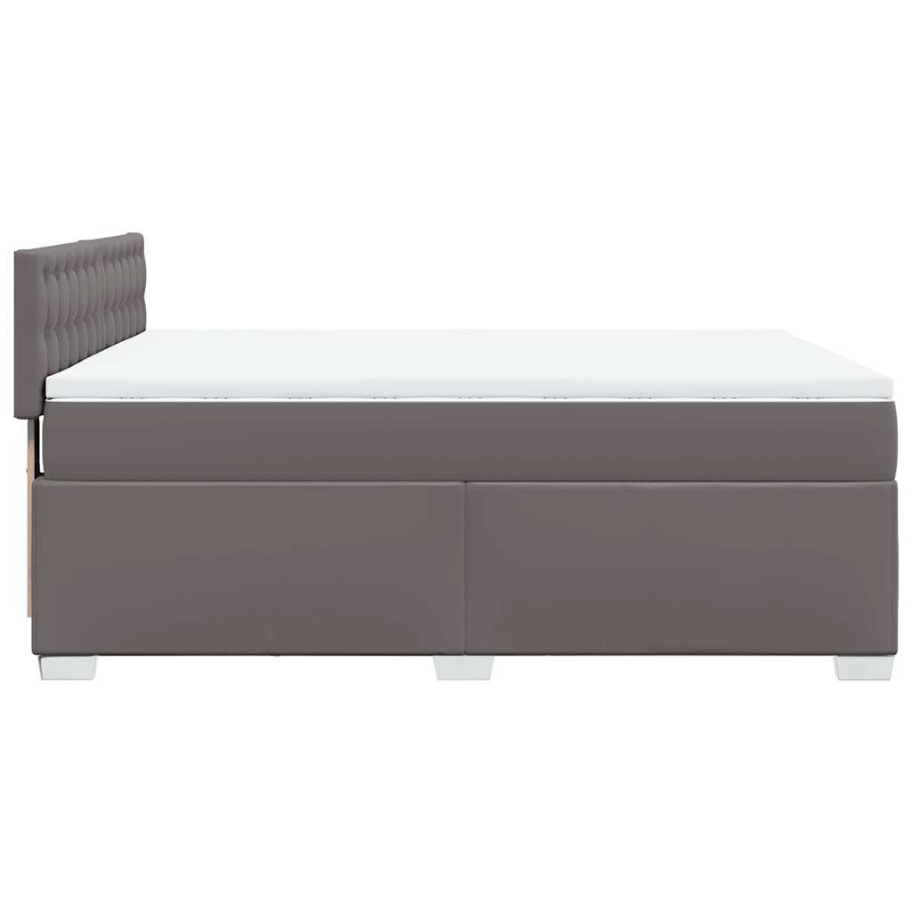 vidaXL Cama box spring con colchón cuero sintético gris 140x190 cm