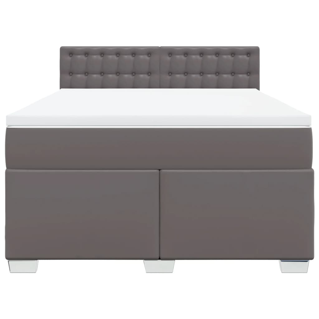 vidaXL Cama box spring con colchón cuero sintético gris 140x200 cm