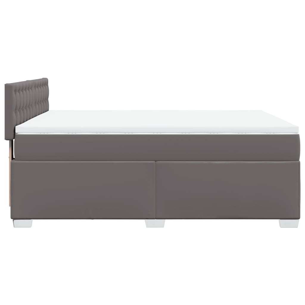 vidaXL Cama box spring con colchón cuero sintético gris 140x200 cm