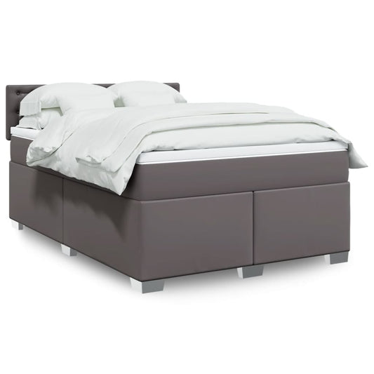 vidaXL Cama box spring con colchón cuero sintético gris 140x200 cm