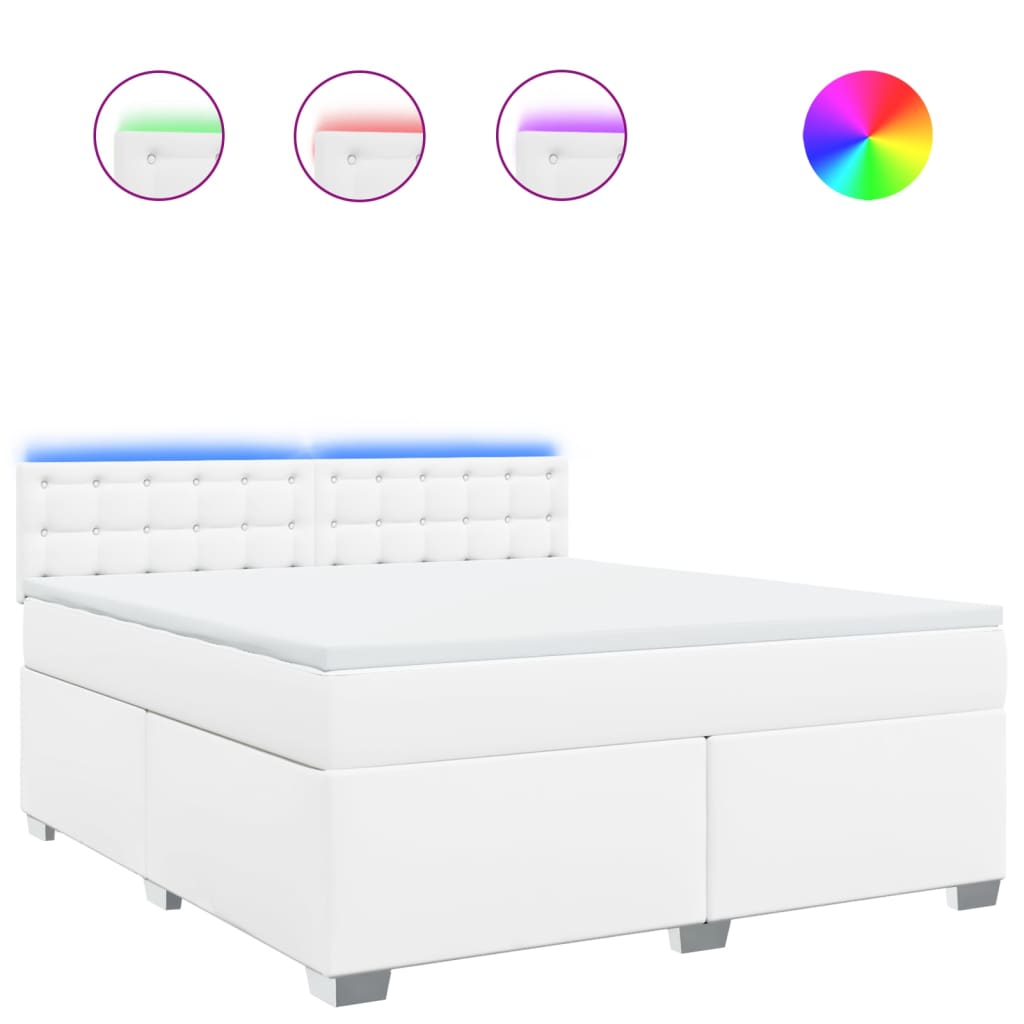 vidaXL Cama box spring con colchón cuero sintético blanco 180x200 cm