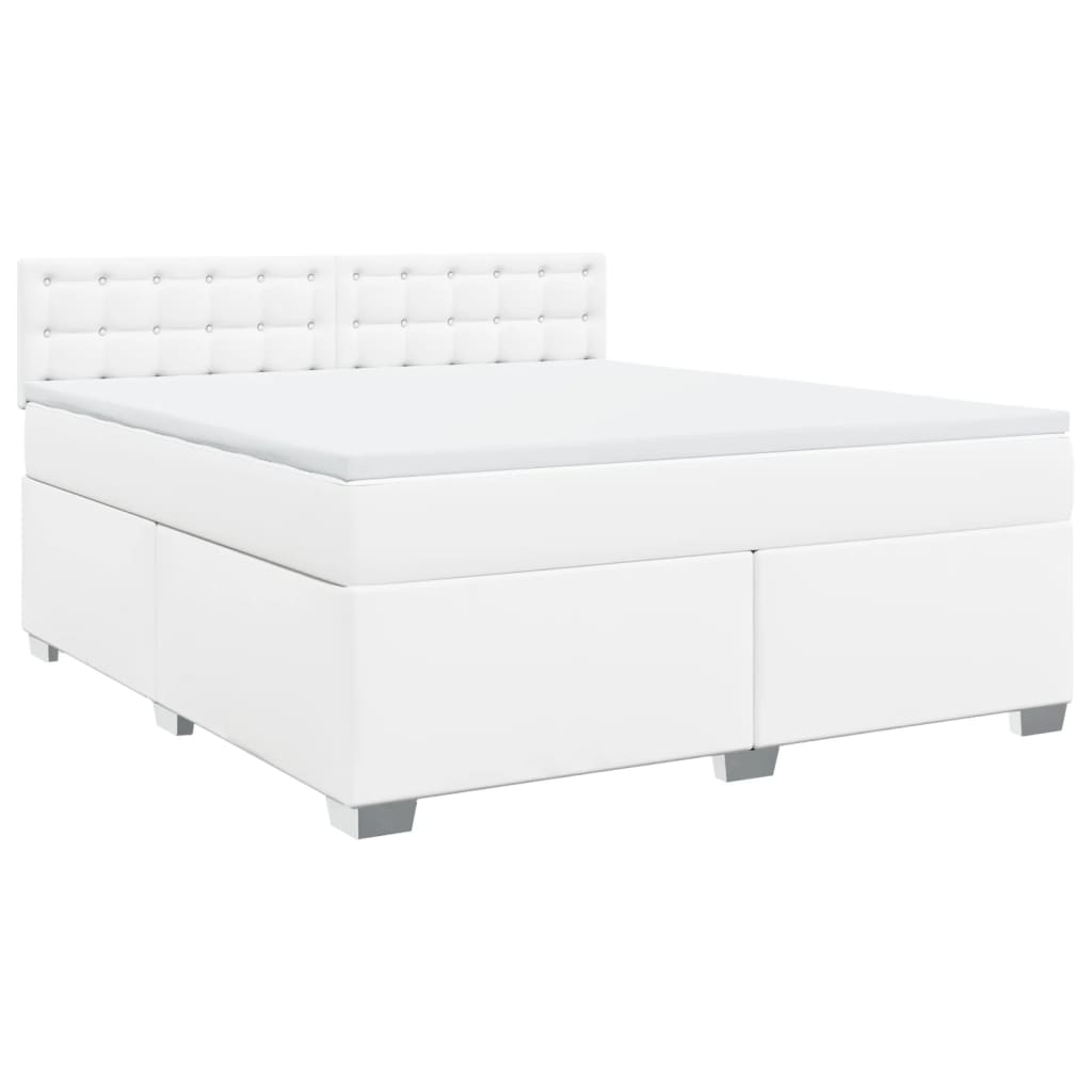 vidaXL Cama box spring con colchón cuero sintético blanco 180x200 cm