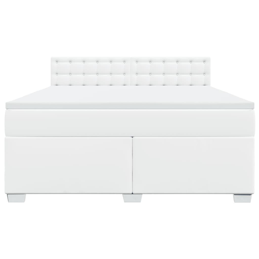 vidaXL Cama box spring con colchón cuero sintético blanco 180x200 cm