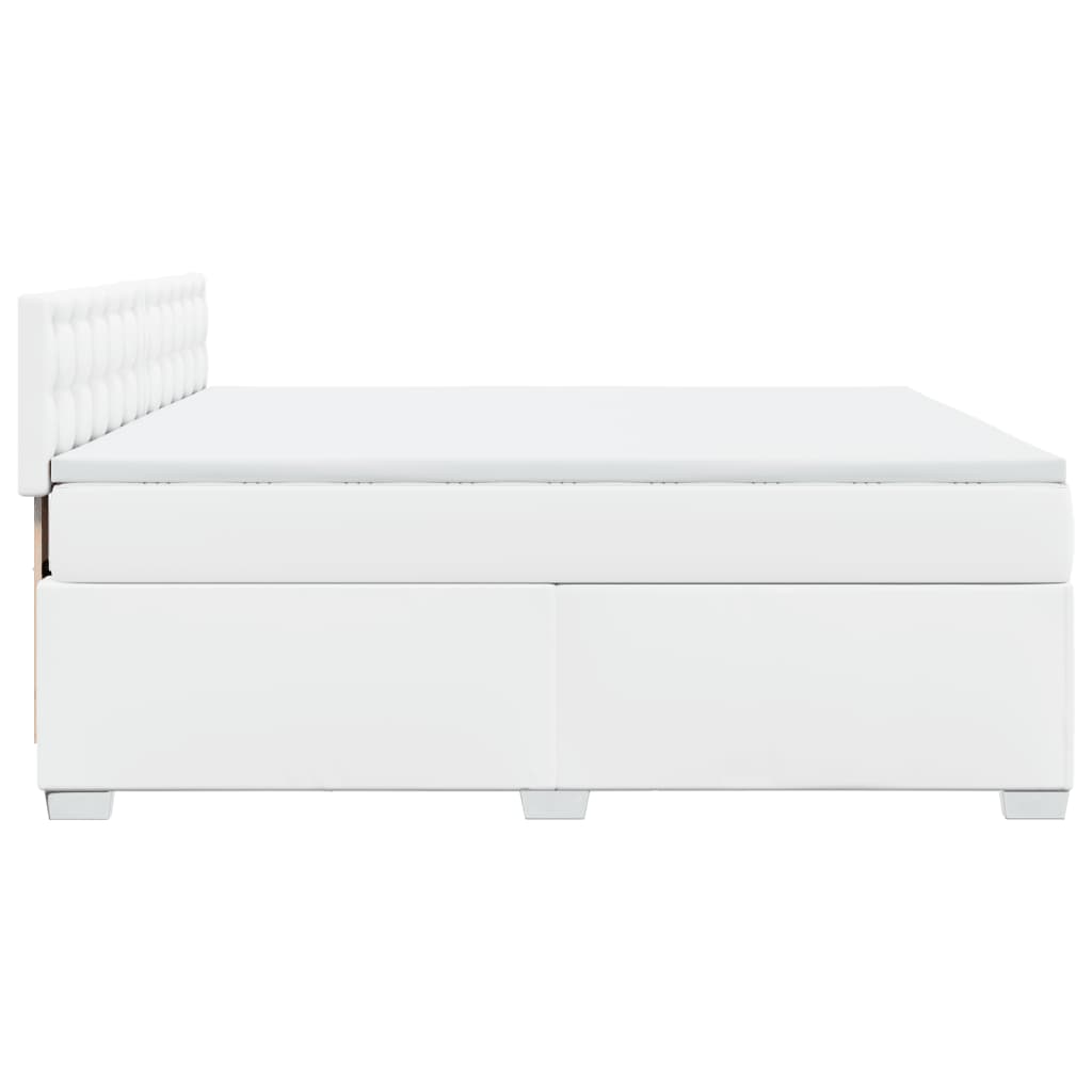 vidaXL Cama box spring con colchón cuero sintético blanco 180x200 cm