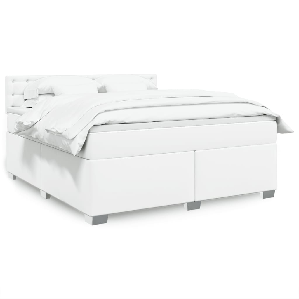 vidaXL Cama box spring con colchón cuero sintético blanco 180x200 cm