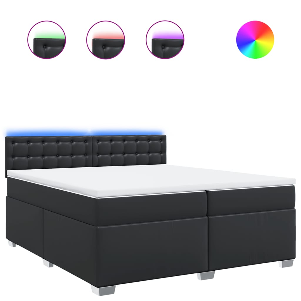 vidaXL Cama box spring con colchón cuero sintético negro 200x200 cm