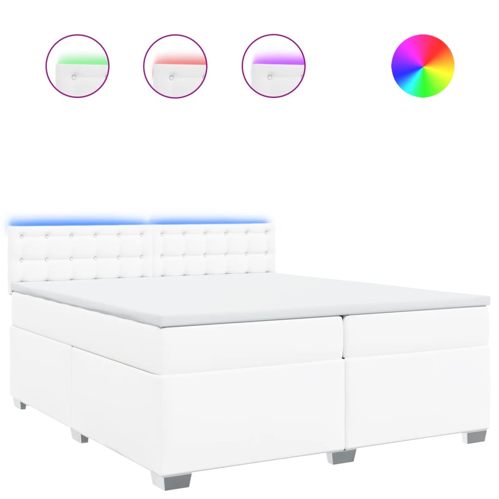 vidaXL Cama box spring con colchón cuero sintético blanco 200x200 cm