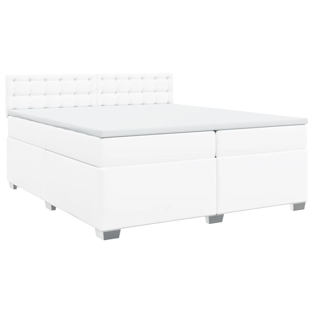 vidaXL Cama box spring con colchón cuero sintético blanco 200x200 cm