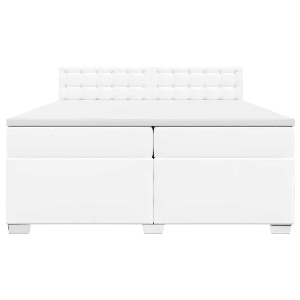 vidaXL Cama box spring con colchón cuero sintético blanco 200x200 cm