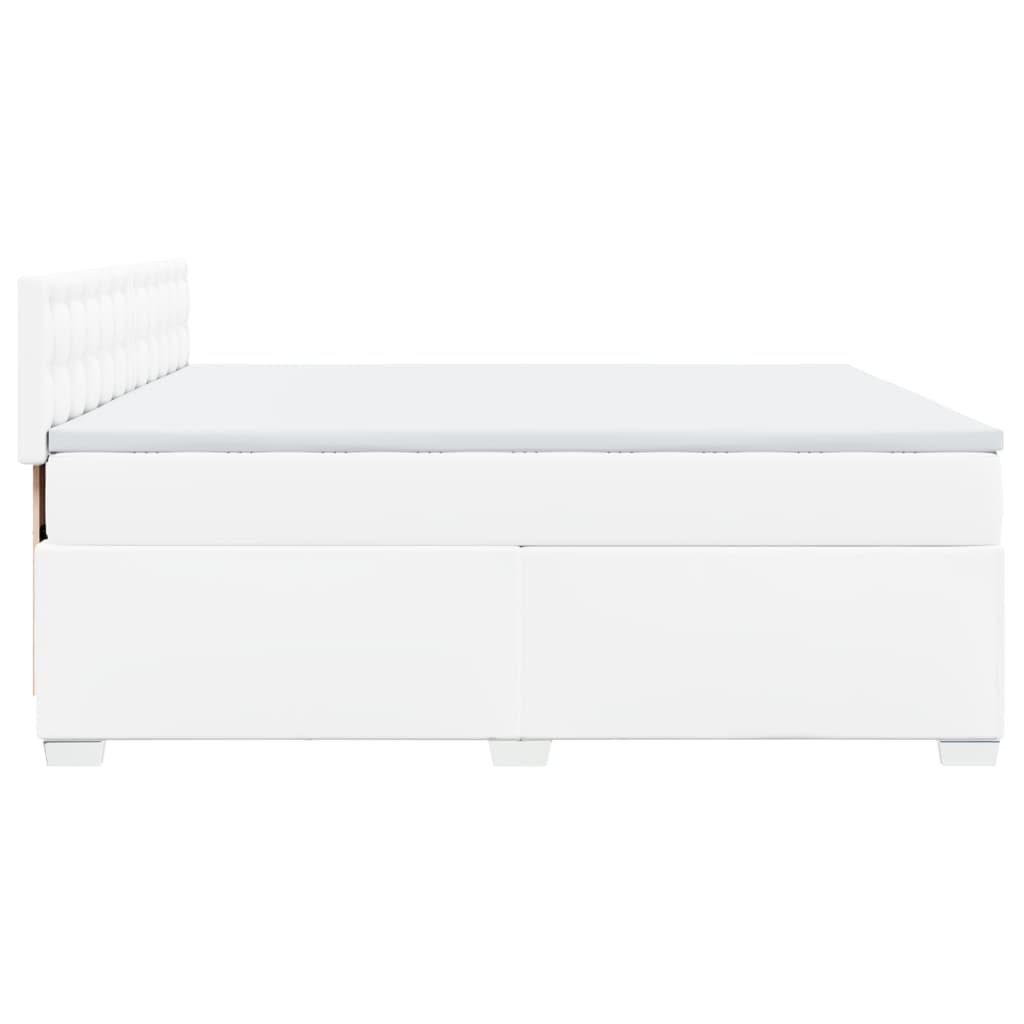 vidaXL Cama box spring con colchón cuero sintético blanco 200x200 cm