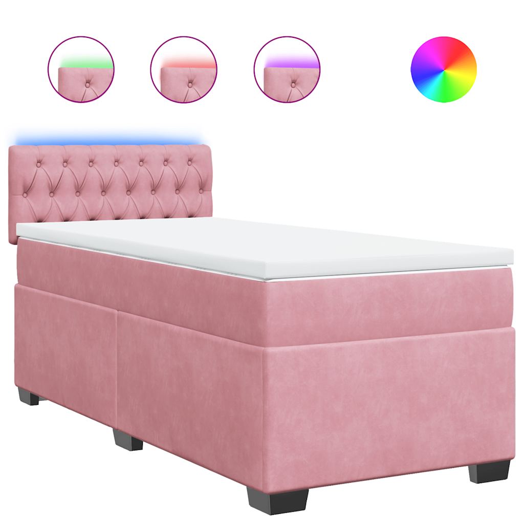 vidaXL Cama box spring con colchón terciopelo rosa 80x200 cm