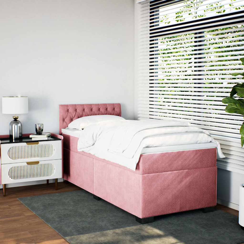 vidaXL Cama box spring con colchón terciopelo rosa 80x200 cm