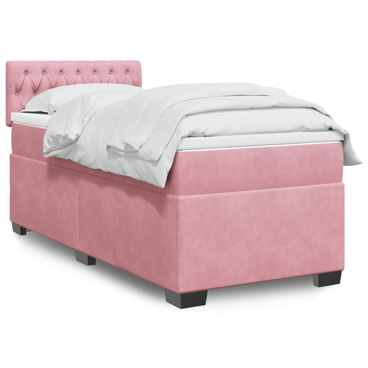 vidaXL Cama box spring con colchón terciopelo rosa 80x200 cm