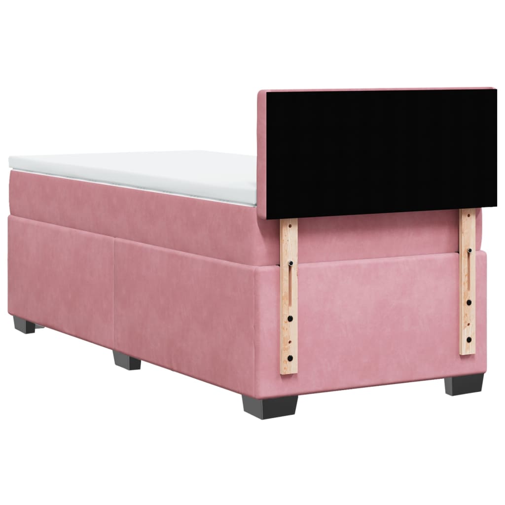 vidaXL Cama box spring con colchón terciopelo rosa 90x190 cm