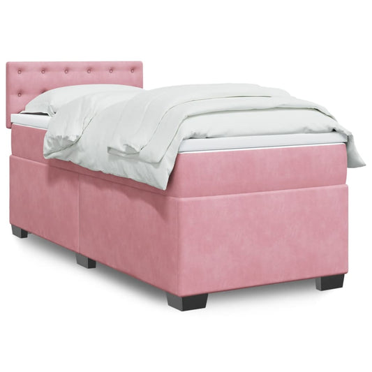 vidaXL Cama box spring con colchón terciopelo rosa 90x190 cm