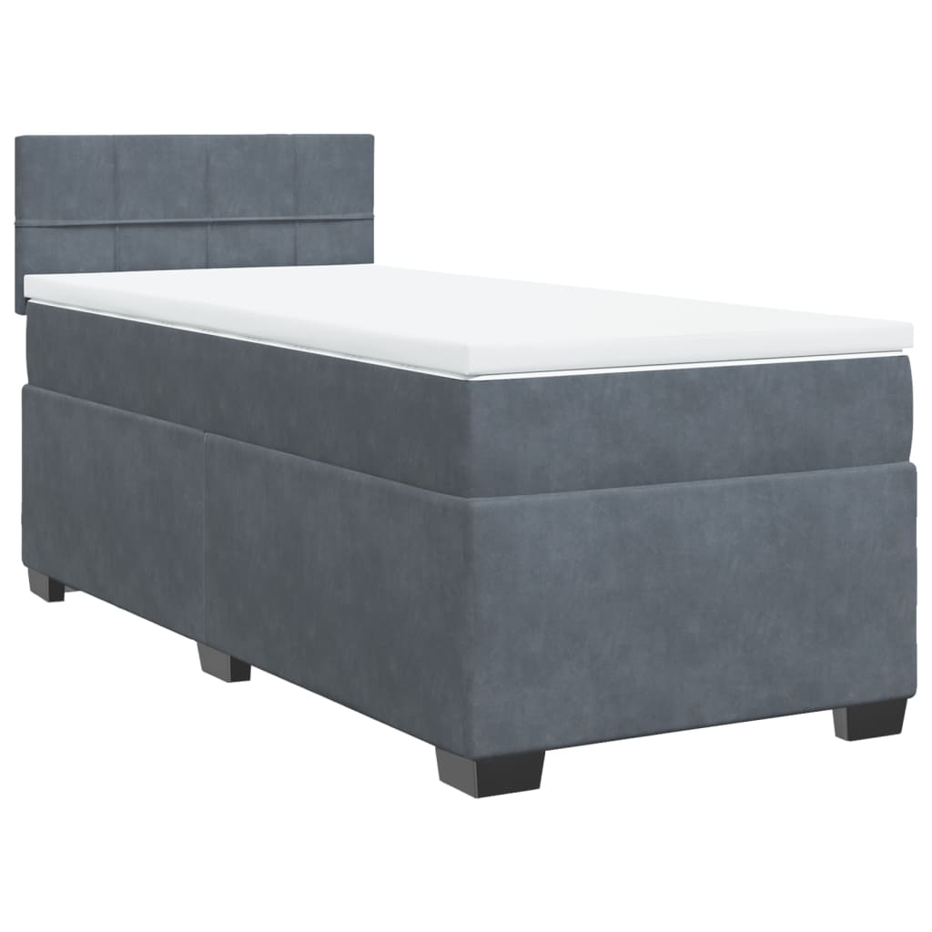 vidaXL Cama box spring con colchón terciopelo gris oscuro 100x200 cm