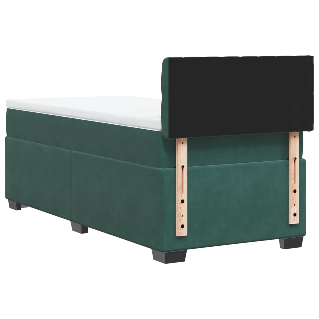 vidaXL Cama box spring con colchón terciopelo verde oscuro 100x200 cm