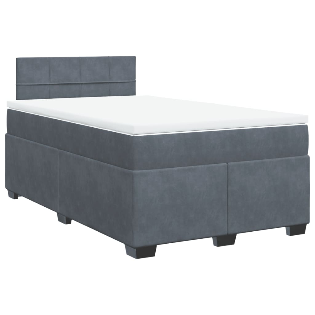 vidaXL Cama box spring con colchón terciopelo gris oscuro 120x200 cm