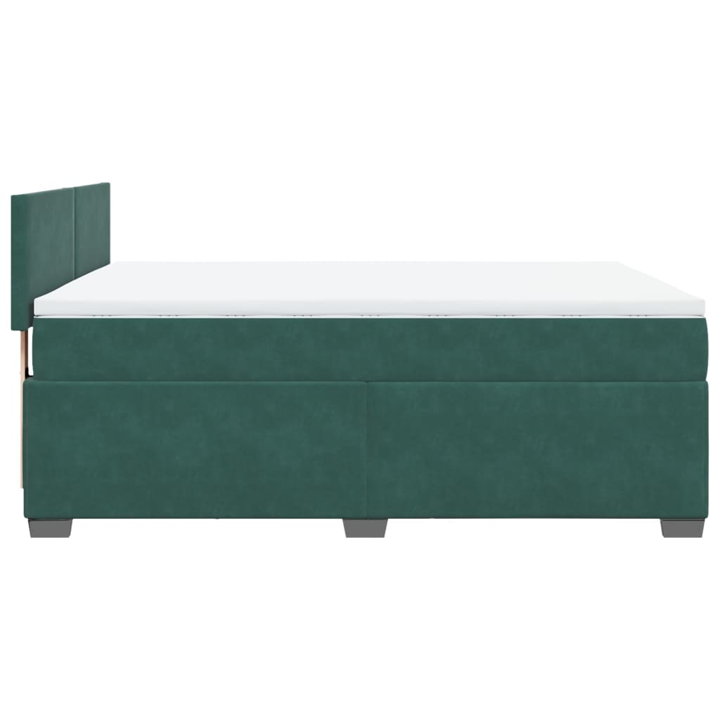 vidaXL Cama box spring con colchón terciopelo verde oscuro 160x200 cm