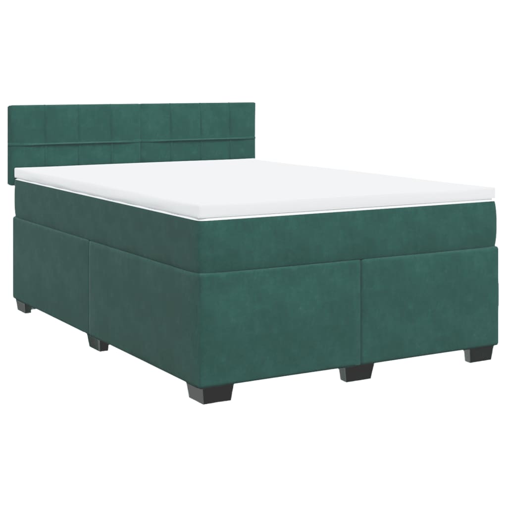 vidaXL Cama box spring con colchón terciopelo verde oscuro 160x200 cm