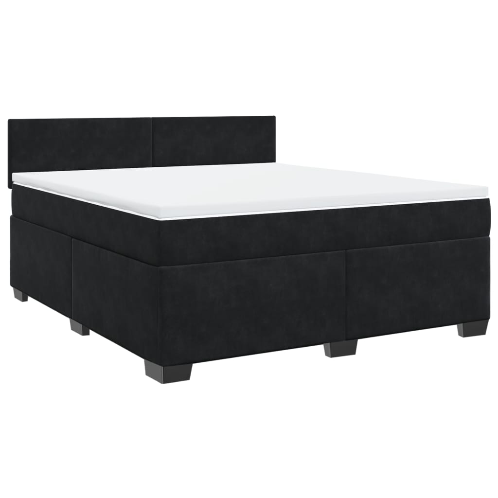 vidaXL Cama box spring con colchón terciopelo negro 180x200 cm