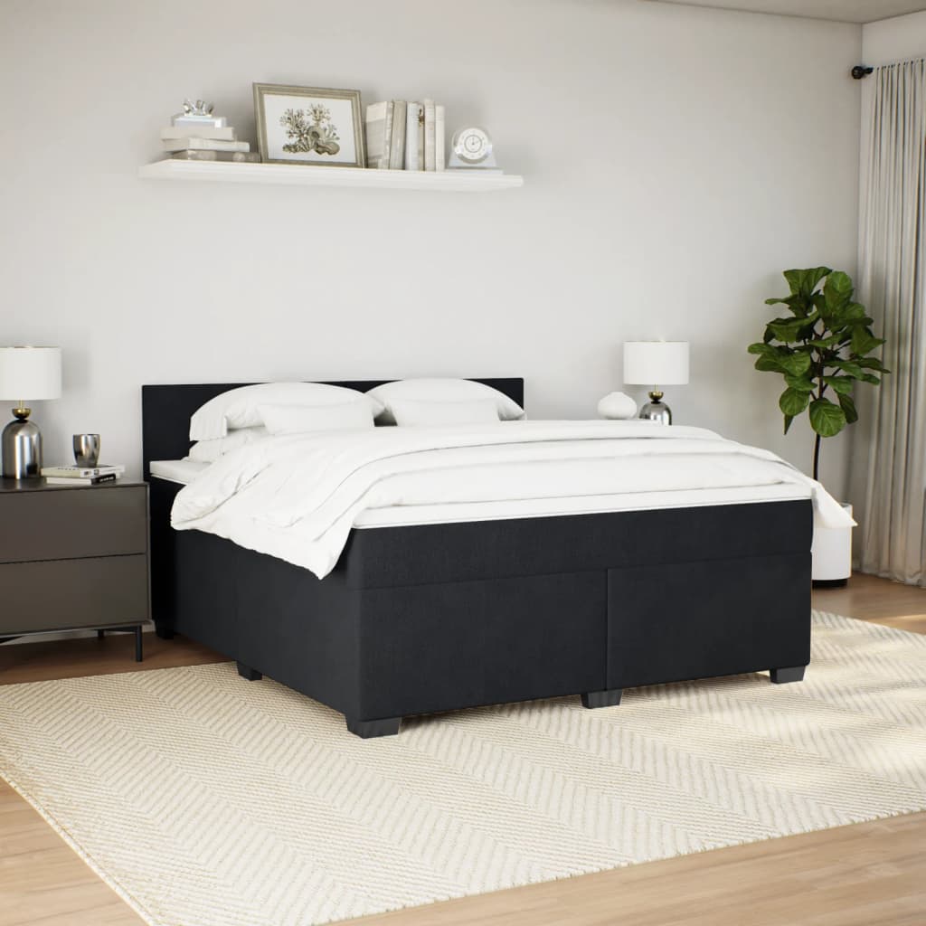 vidaXL Cama box spring con colchón terciopelo negro 180x200 cm