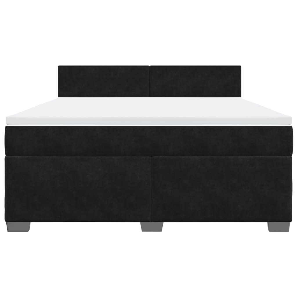 vidaXL Cama box spring con colchón terciopelo negro 180x200 cm