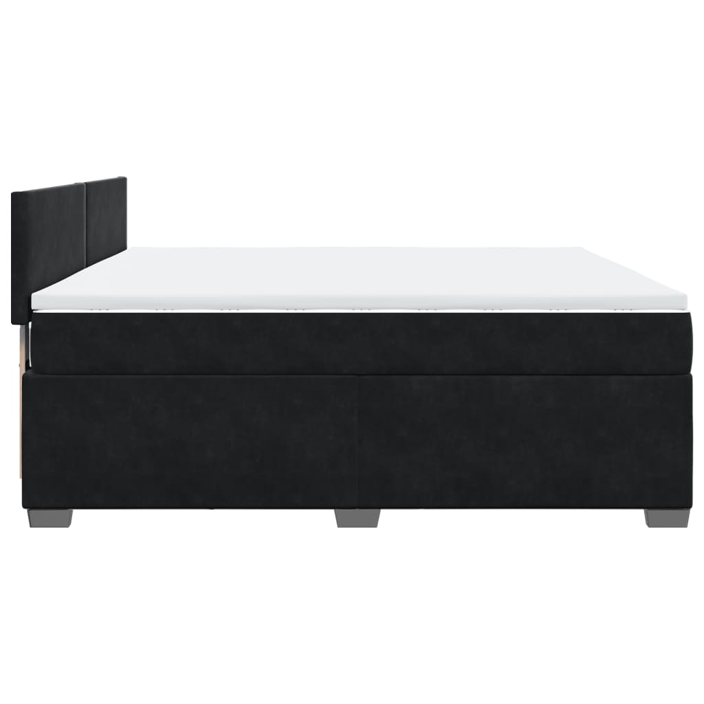 vidaXL Cama box spring con colchón terciopelo negro 180x200 cm