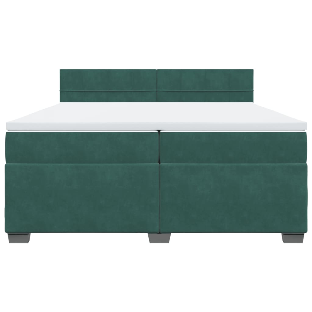 vidaXL Cama box spring con colchón terciopelo verde oscuro 200x200 cm